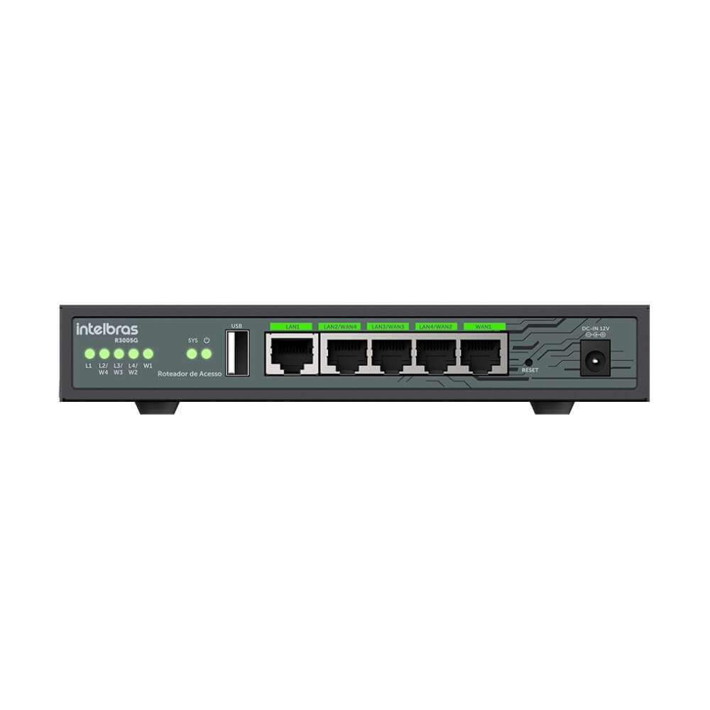Roteador Access Point 5 Portas RJ45 4 WAN 1 LAN 1 USB R3005G Intelbras