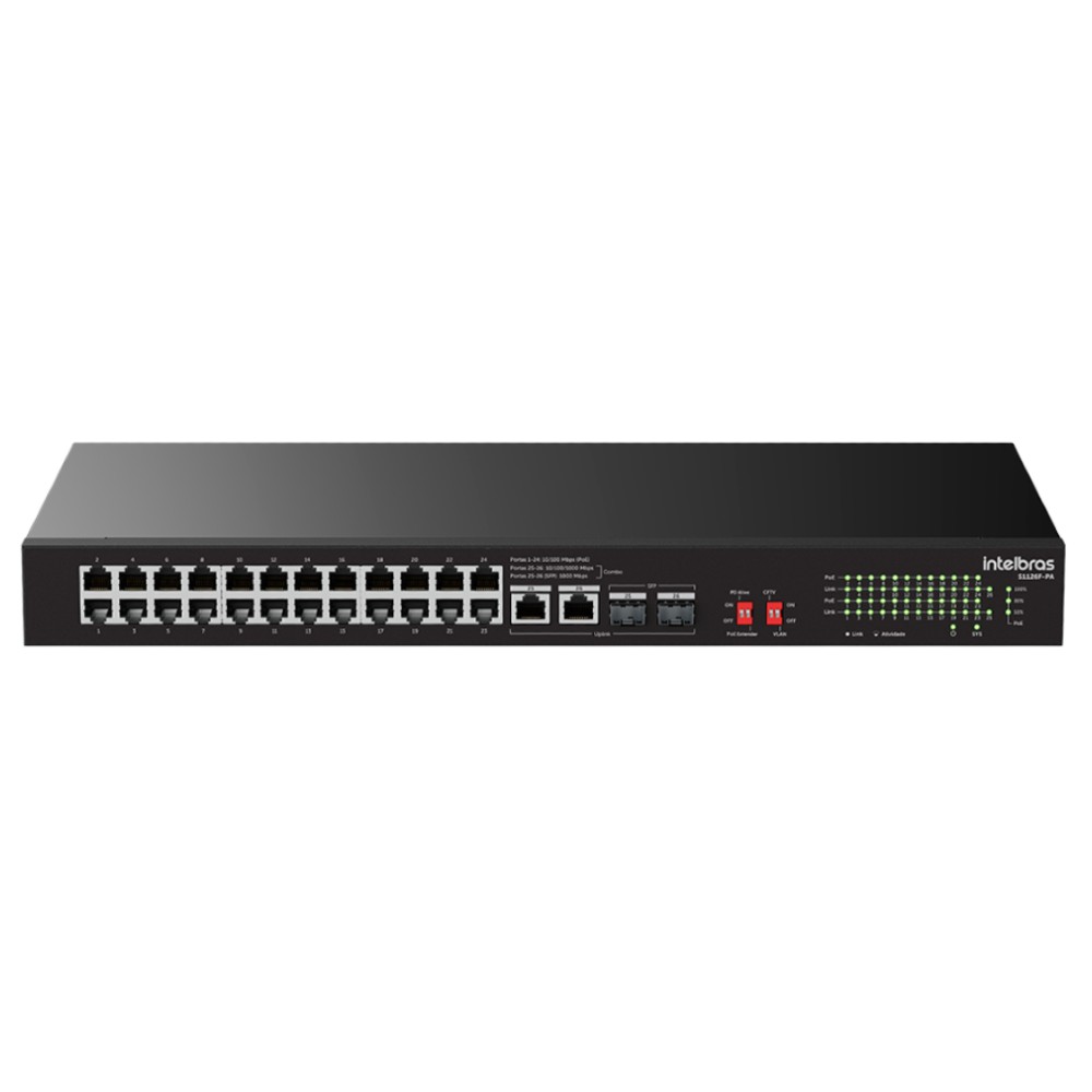 Switch Não Gerenciável Fast Ethernet PoE 24 Portas S1126F PA Intelbras