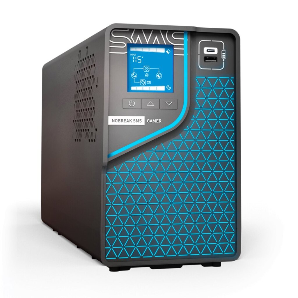 No-Break SMS Gamer 1.5 KVA Entrada Bivolt e Saída Bivolt Wi-Fi 2 Baterias - 29600 - com Conexão para Bateria Externa