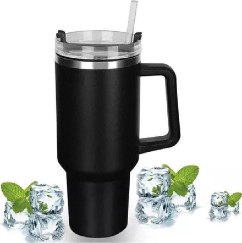 Garrafa Copo Térmico 1200 ml Aço Inox com Tampa e Canudo Preto