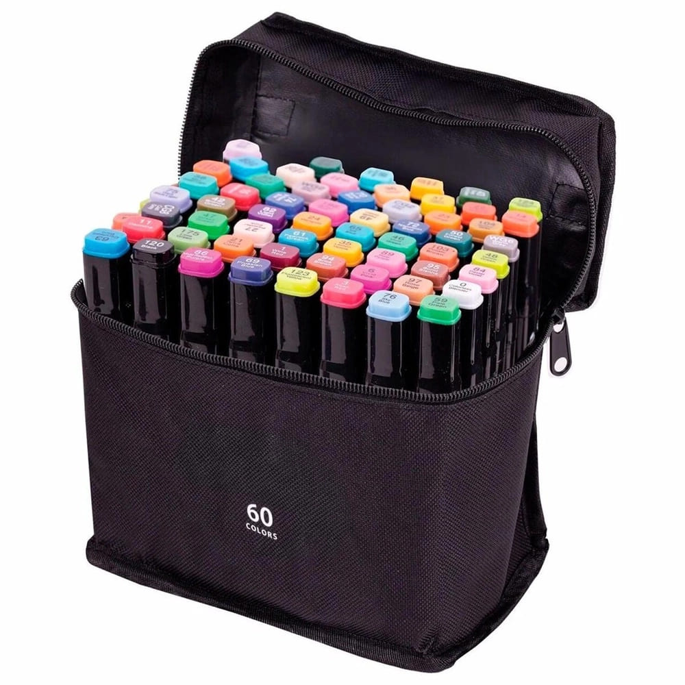 Kit Caneta Touch Permanente 60 Unidades Ponta Dupla