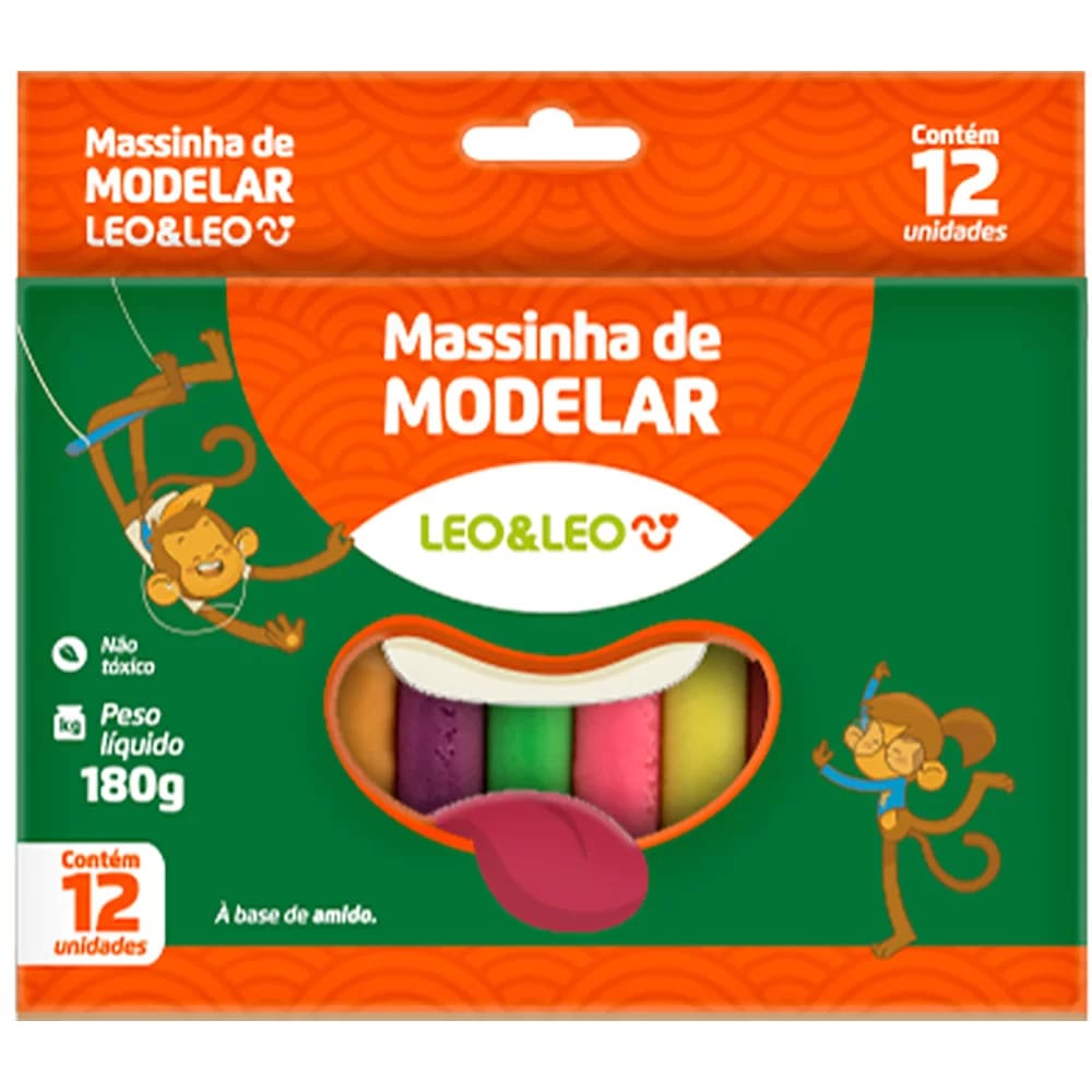 Massa de Modelar Leo e Leo 12 Cores não Tóxico