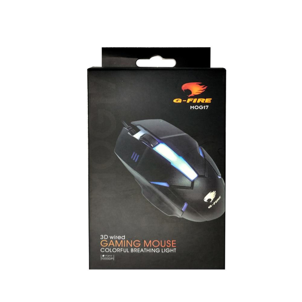 Mouse USB Gamer 3D G-Fire MOG017 1000 dpi Preto com Led RGB