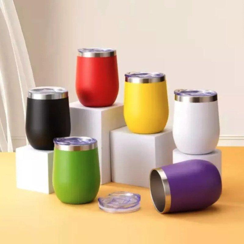 Copo Térmico Cuia 350 ml Aço Inox com Tampa Laranja