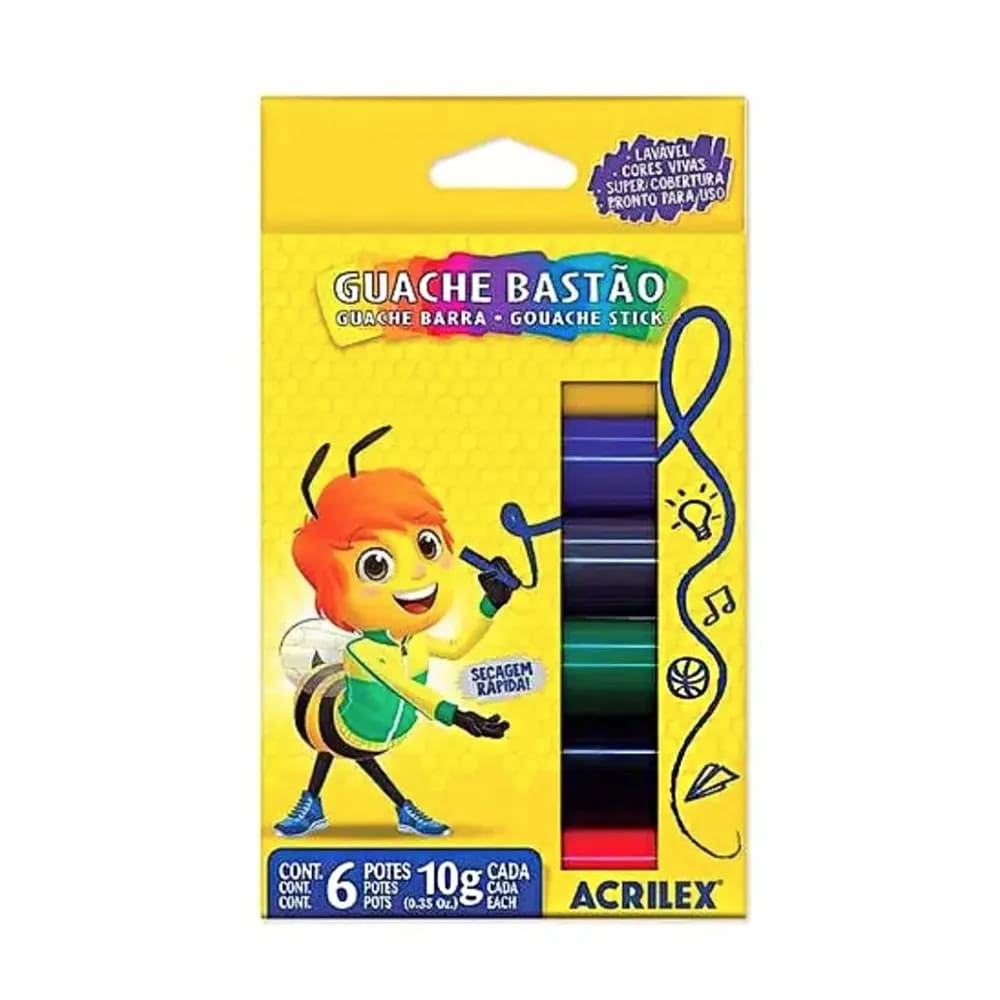 Guache Acrilex Bastão com 6 Cores