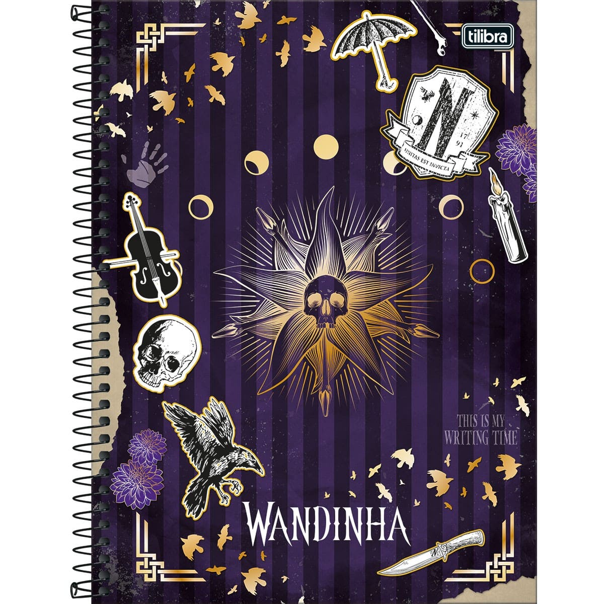 Caderno Universitário Tilibra Wandinha 160 Folhas 10 Matérias Grande Sortido