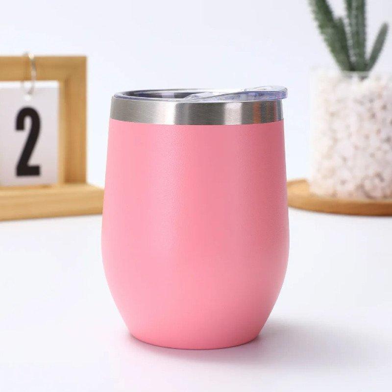Copo Térmico Cuia 350 ml Aço Inox com Tampa Rosa