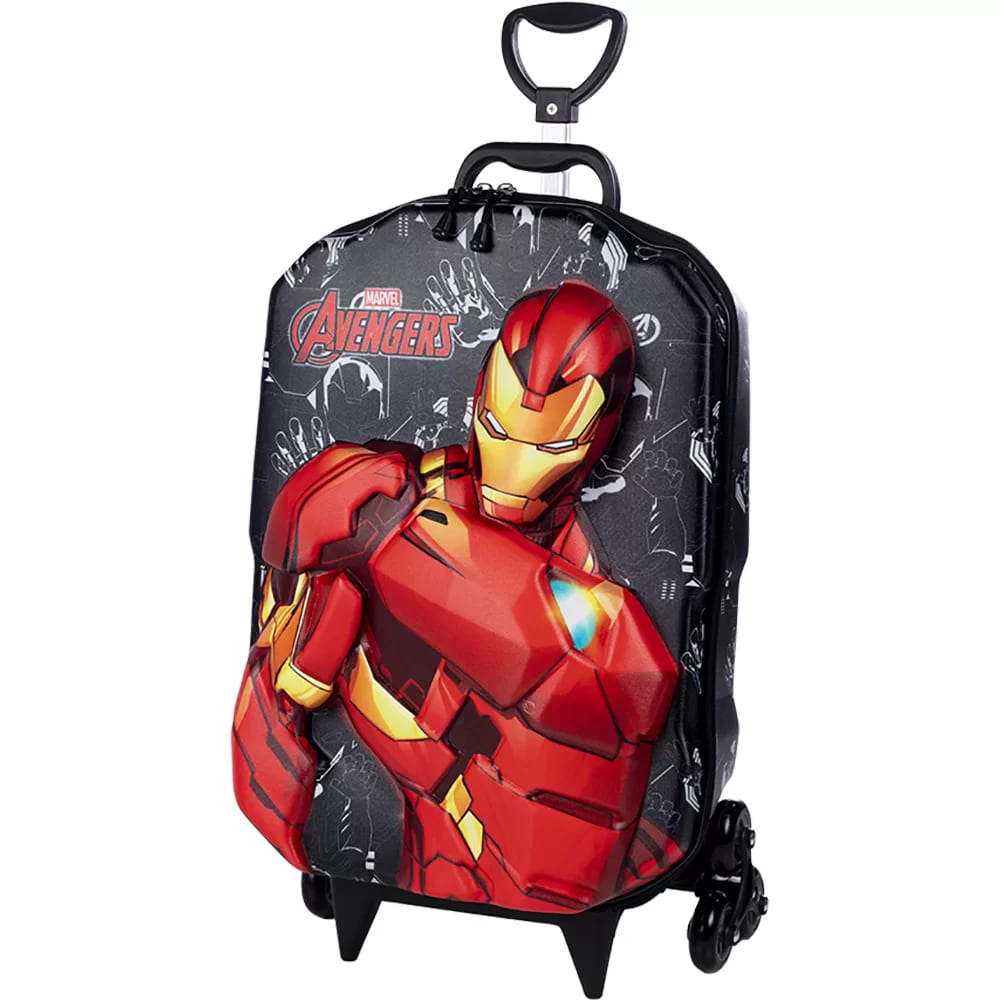 Mochila com Rodas Infantil Diplomata Homem de Ferro Rodinha Tripla Grande