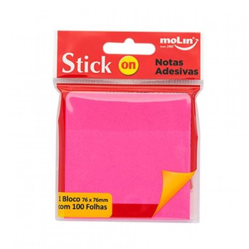 Bloco de Notas Molin Neon Magenta 76x76mm 100 Folhas