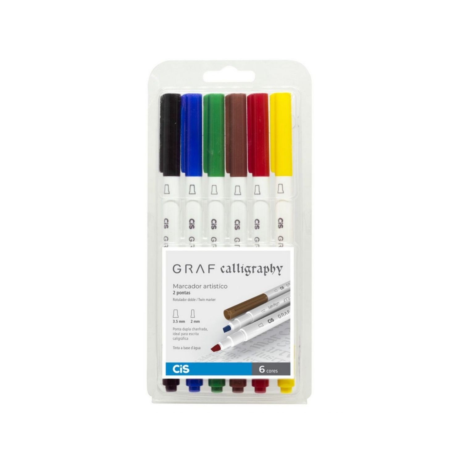 Marcador Artistíco CIS Graf Calligraphy Estojo com 6 Cores
