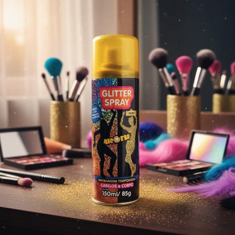 Glitter Spray Cabelo e Corporal 150 ml Da Alegria Carnaval Ouro Dourado