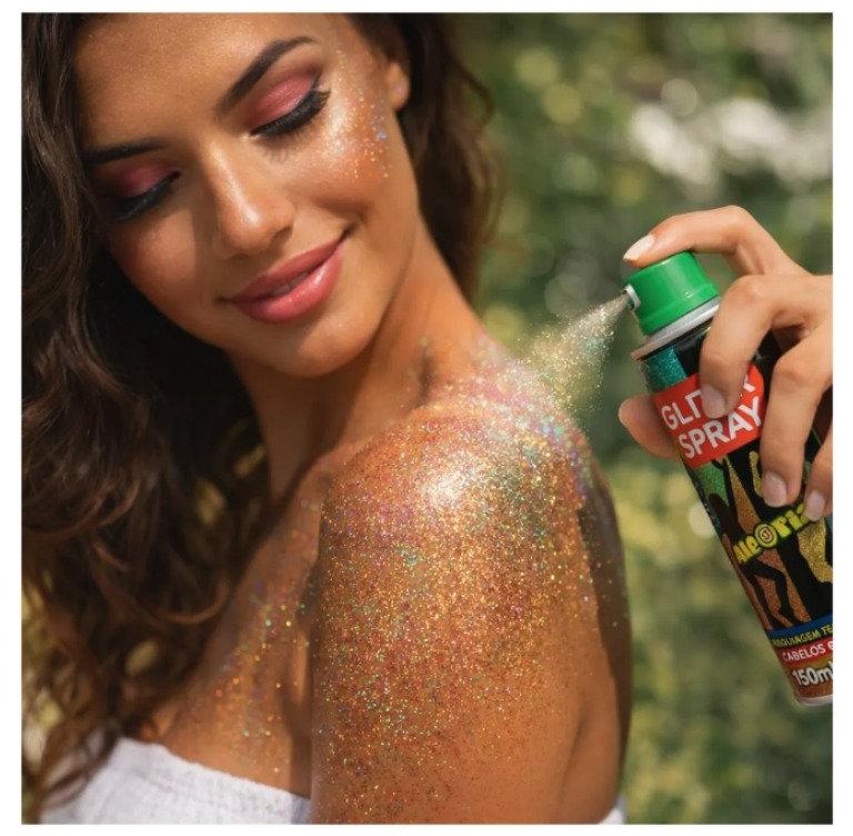 Glitter Spray Cabelo e Corporal 150 ml Da Alegria Carnaval Prateado