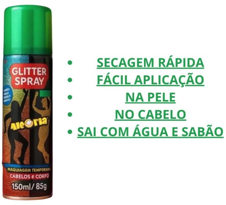 Glitter Spray Cabelo e Corporal 150 ml Da Alegria Carnaval Prateado