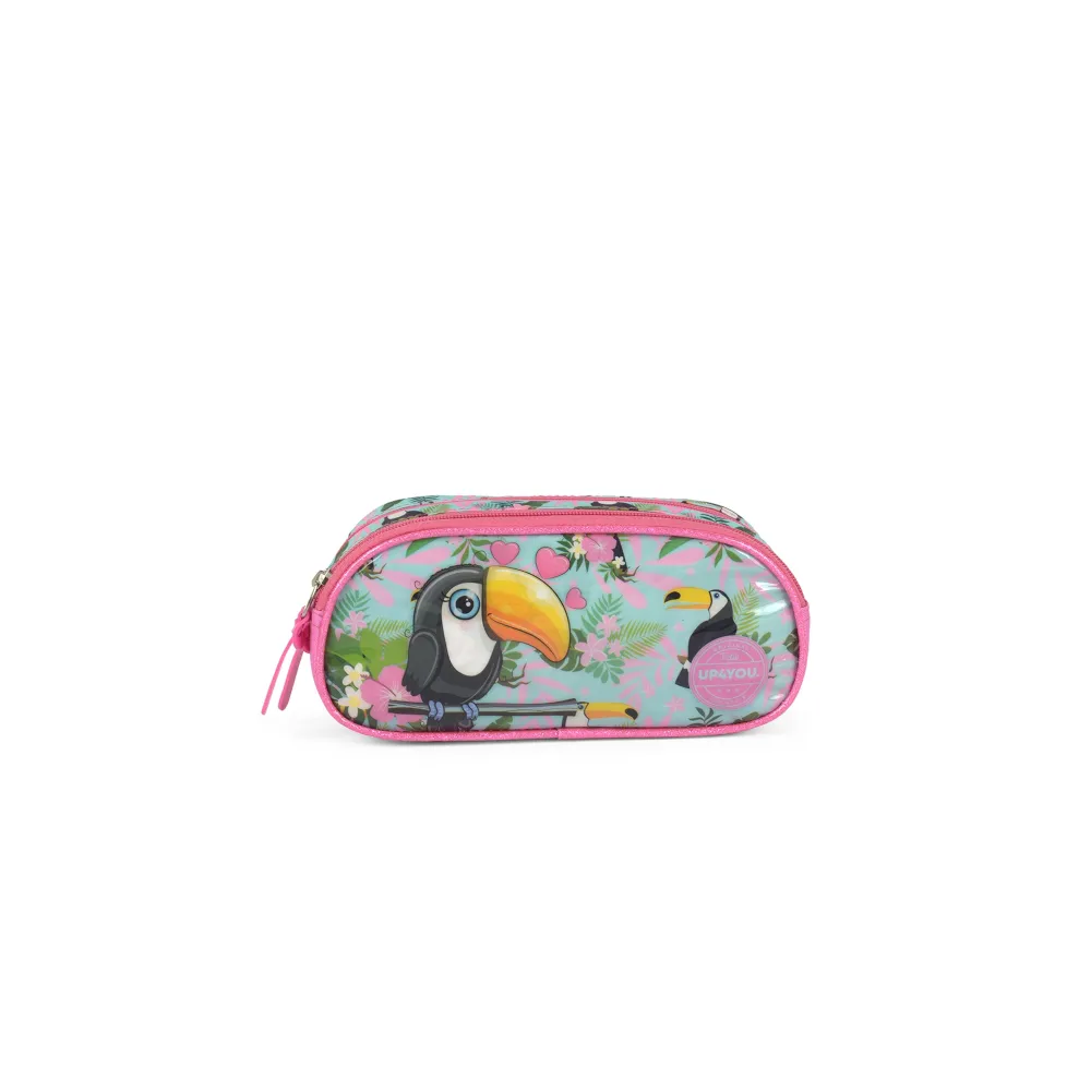 Estojo Escolar Luxcel Up4you Pink Tucaninho