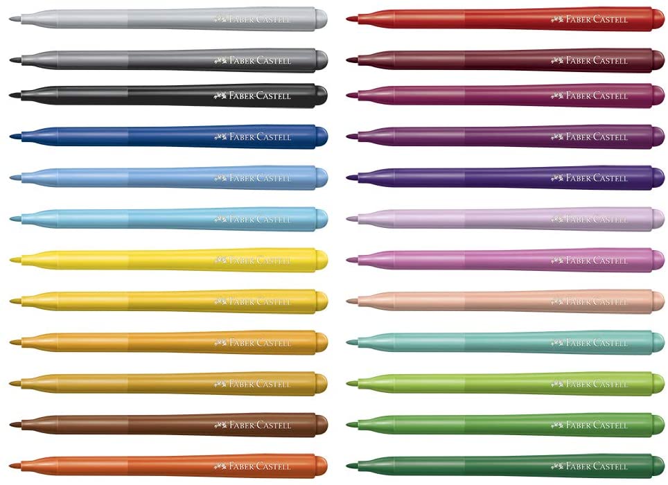 Caneta Hidrocor Faber Castell 24 Cores Ponta Vai e Vem