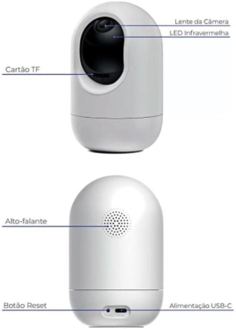 Câmera Wi-Fi Full HD Interna Inteligente Giratória Ekaza EKGDT4117