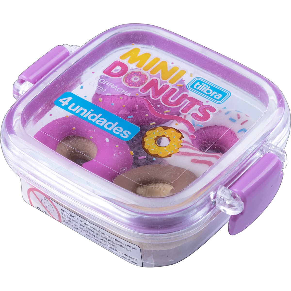 Borracha Tilibra Donuts com Lancheira com 4 Unidades