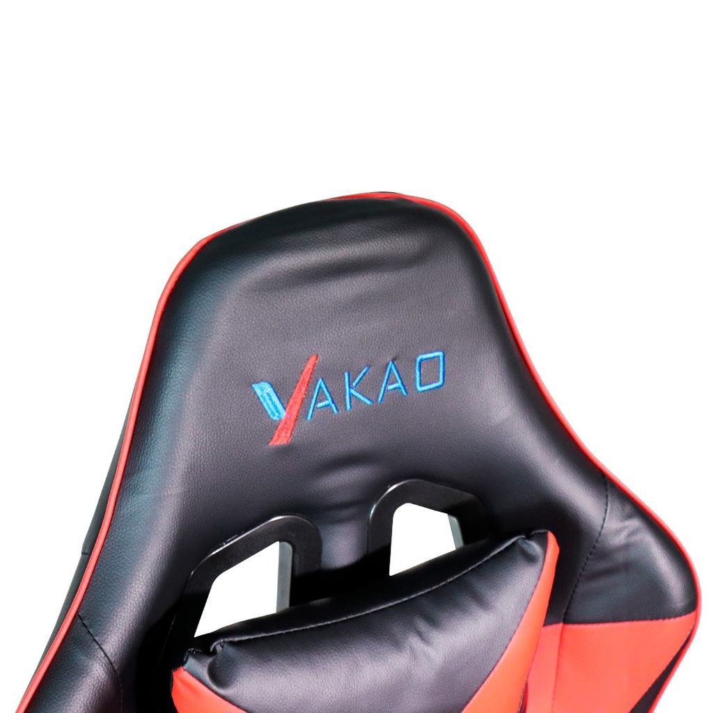 Cadeira Gamer Giratória Preto e Vermelho com Braço Ajuste de Altura e Encosto Reclinável Yakao - GC007Red