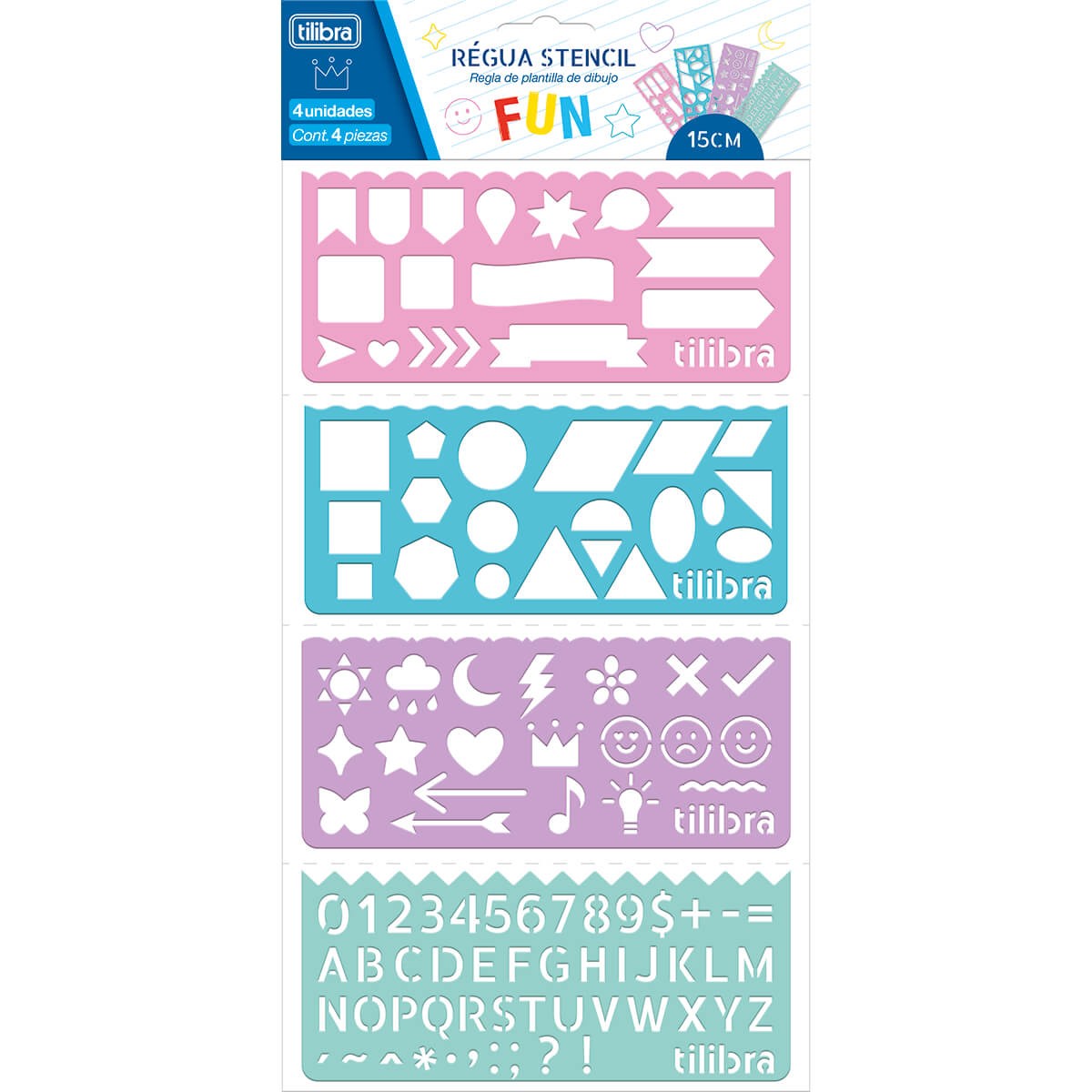 Régua Tilibra Stencil Fun Blister com Unidades