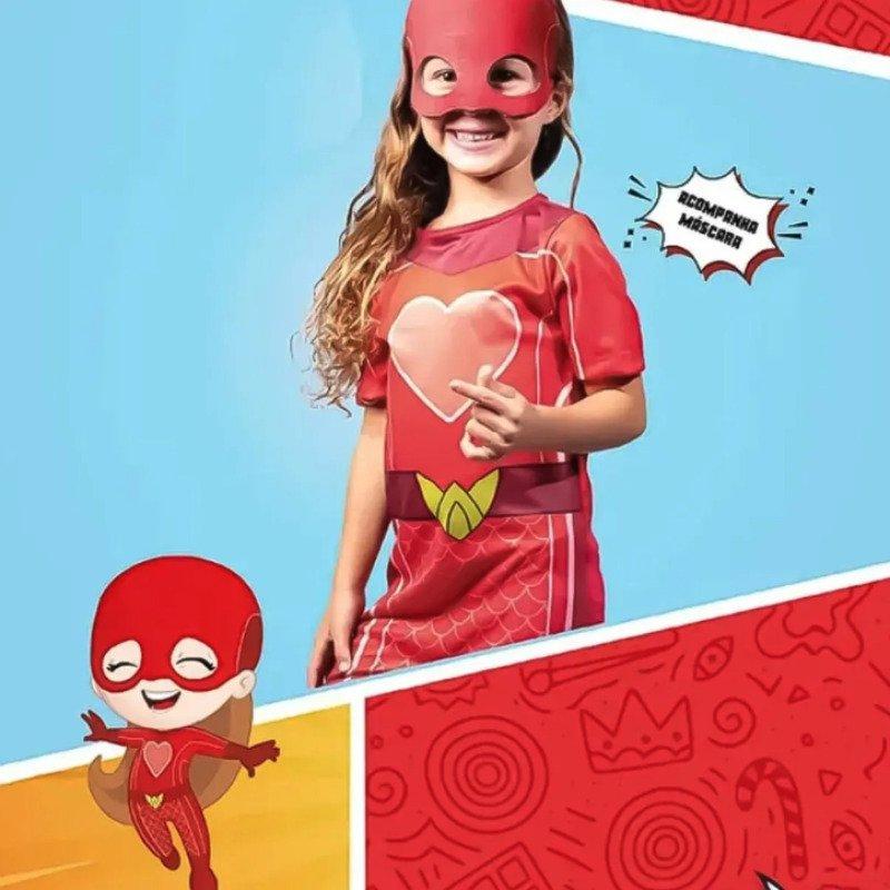 Fantasia Os Aventureiros Super Sereia Tam M Super Magia Vermelha com Máscara