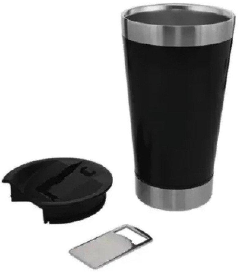 Copo Térmico Seleção Brasil 473 ml Aço Inox Com Tampa e Abridor Preto