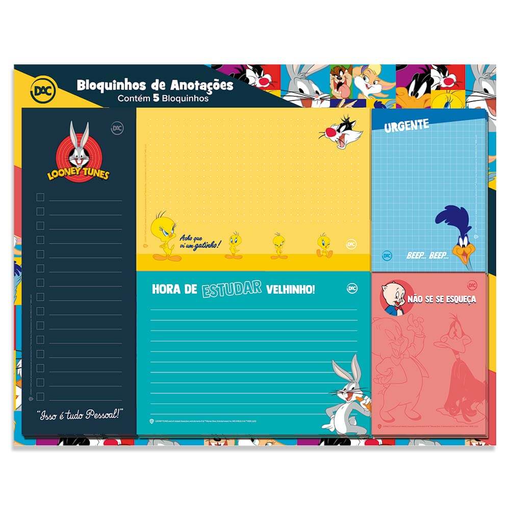 Bloco de Anotações DAC Looney Tunnes com 20 Folhas por Bloco