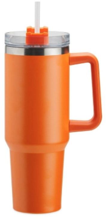 Garrafa Copo Térmico 1200 ml Aço Inox com Tampa e Canudo Laranja