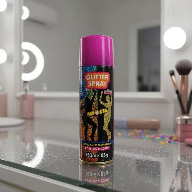 Glitter Spray Cabelo e Corporal 150 ml Da Alegria Carnaval Rosa