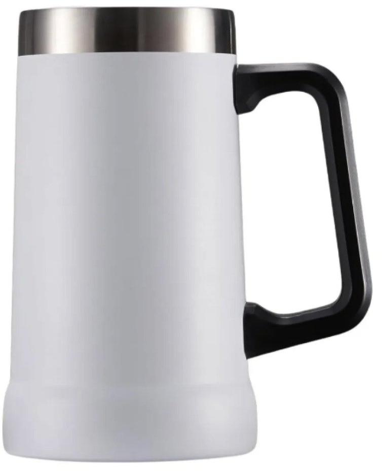 Caneca Térmica Chopp Cerveja 709 ml Aço Inox Branca