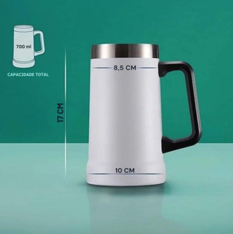 Caneca Térmica Chopp Cerveja 709 ml Aço Inox Branca