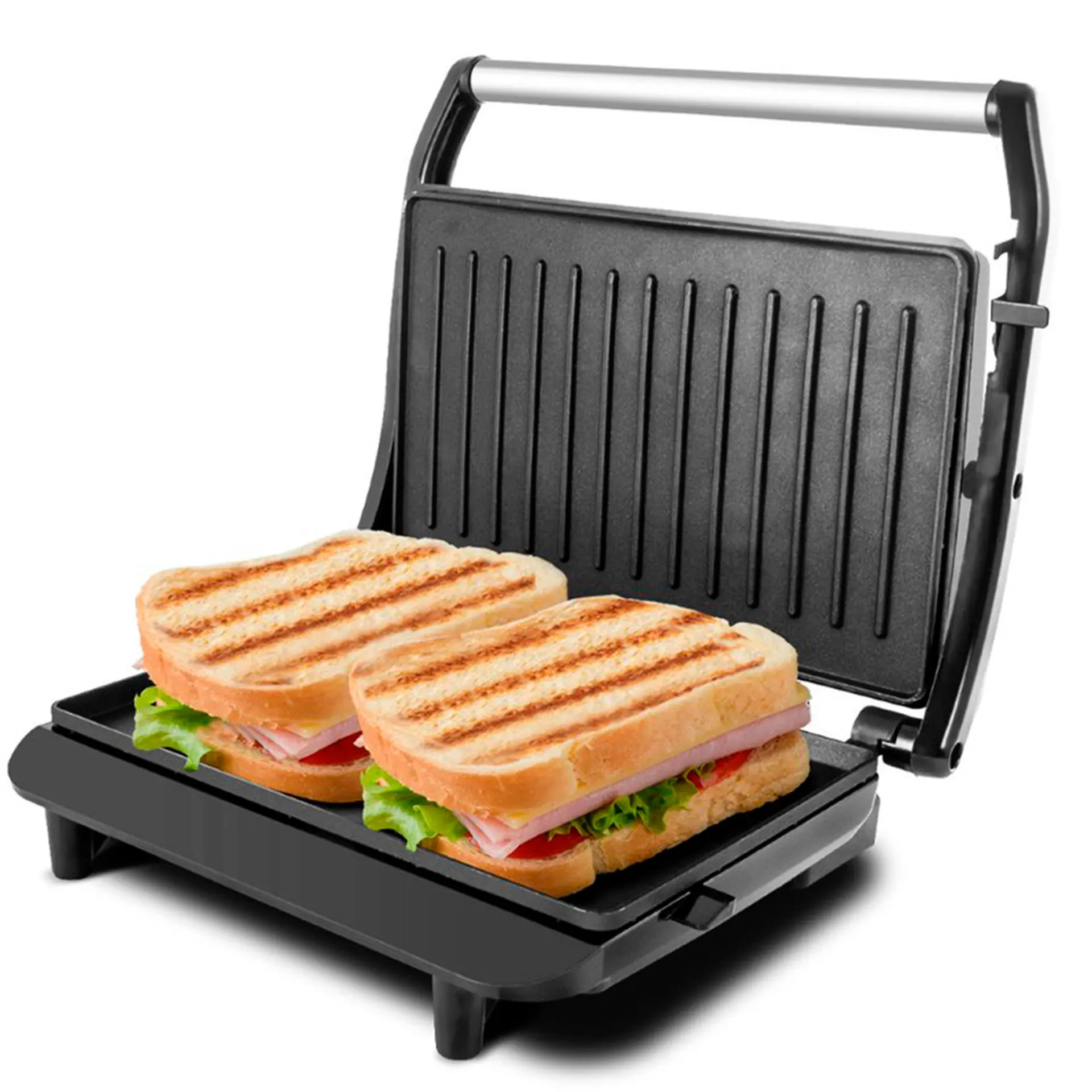 Grill Sanduicheira Britânia Press Chapa Ondulada e Lisa BGR27I 850W - Preto/Inox - 110 Volts