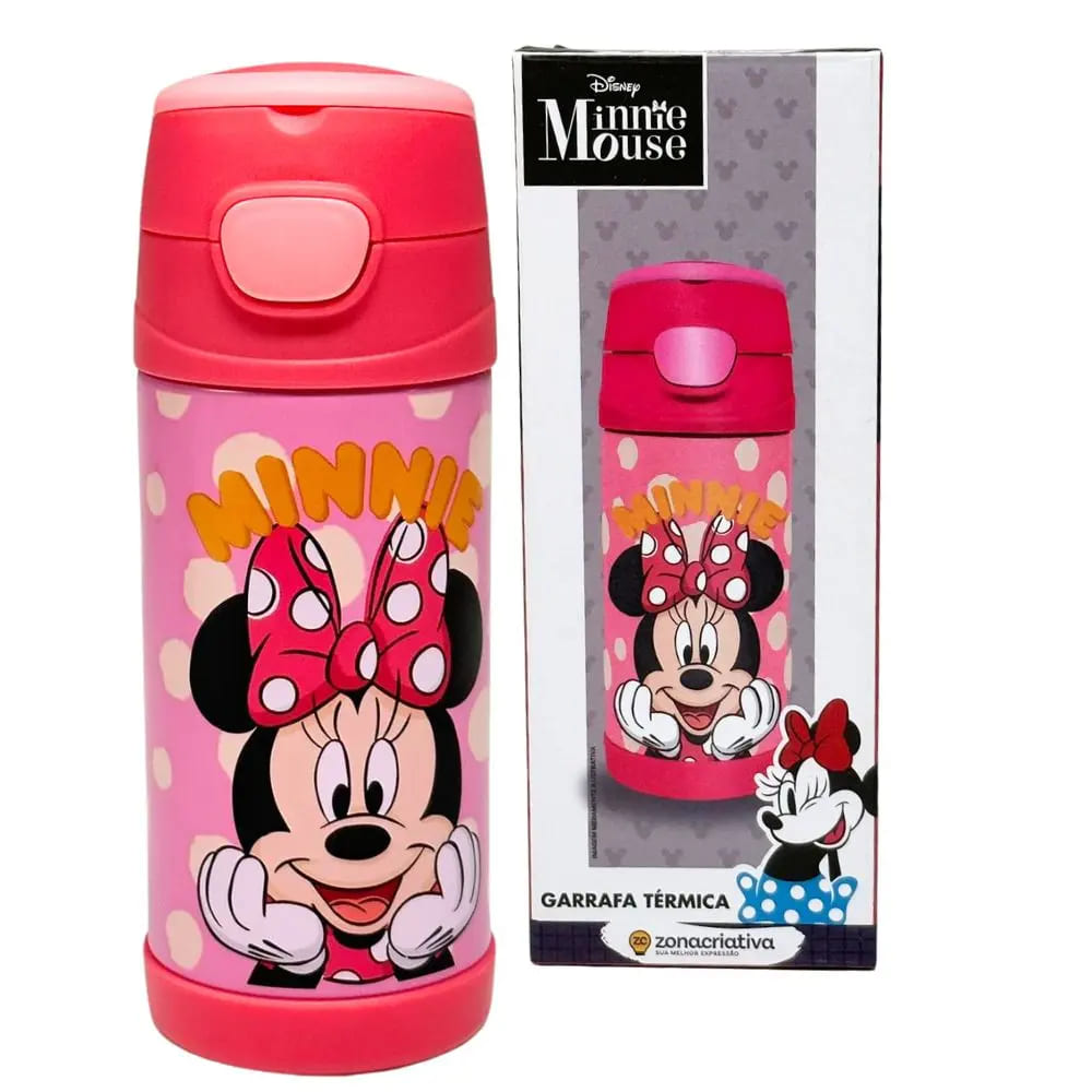 Garrafa Térmica Handle Top Minnie 350ml Infantil Pequena