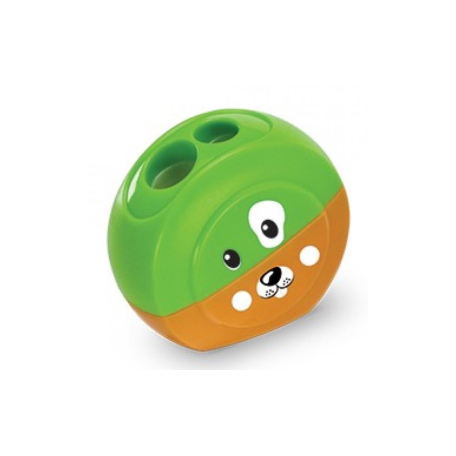 Apontador TRIS com Depósito Duplo Zoo Cachorro Verde e Laranja