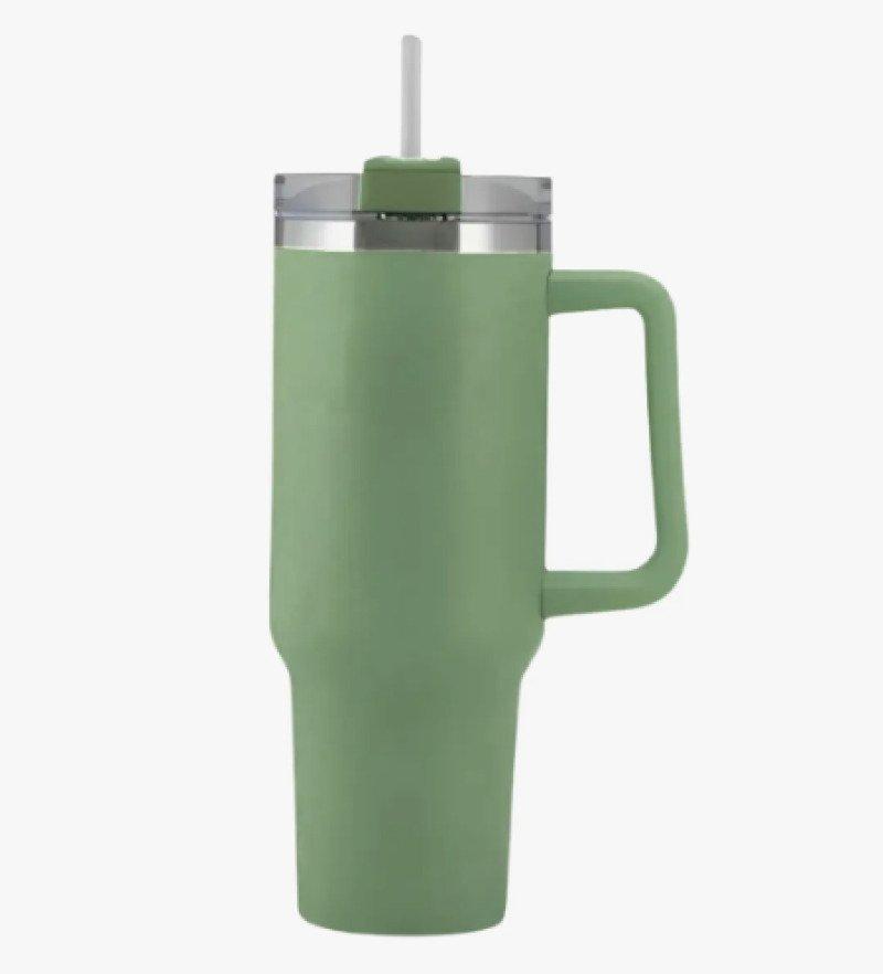 Garrafa Copo Térmico 1200 ml Aço Inox com Tampa e Canudo Verde