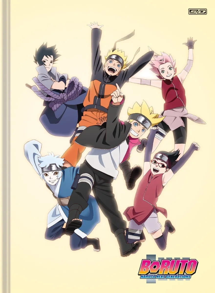 Caderno Brochura São Domingos Boruto Grande Capa Dura Costurado 80 Folhas Sortido