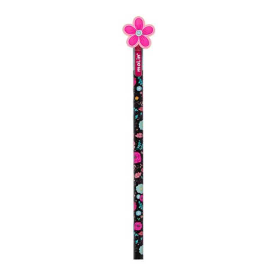 Lápis Preto Molin Love Flowers Top Unidade Sortido