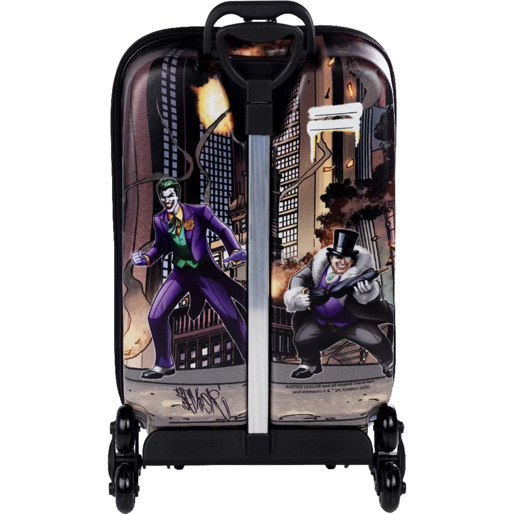 Mochila com Rodas Infantil Diplomata Liga Justiça Batman Rodinha Tripla Grande