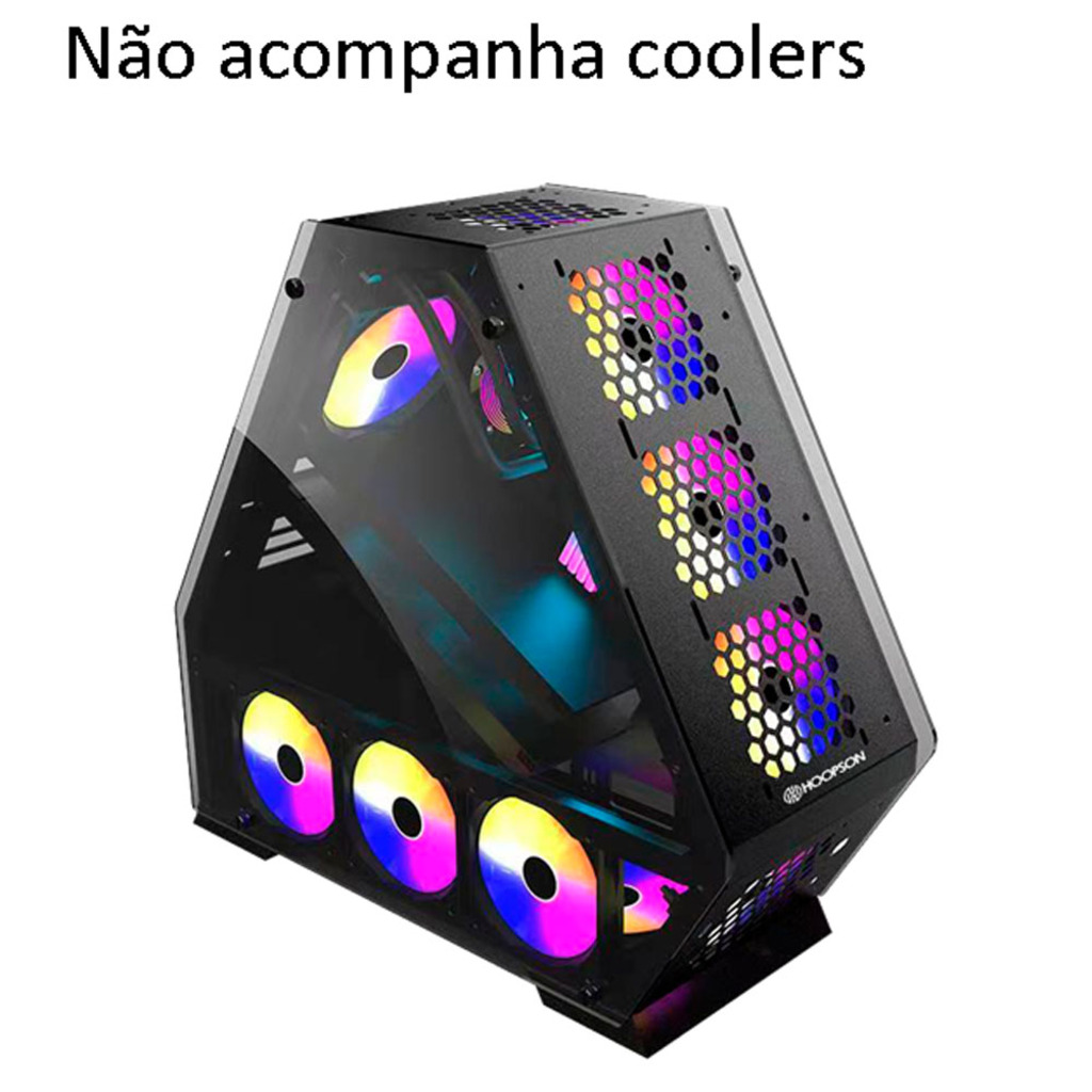 Gabinete Gamer Hoopson Preto Sem Fonte e Cooler com Lateral de Vidro - CPU-019G-PT