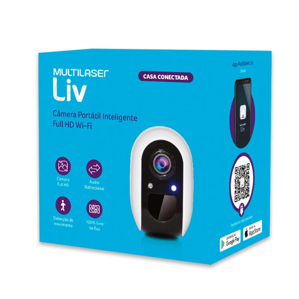 Câmera CFTV Wi-Fi Multilaser SE227 Liv Full HD 1080p Áudio e Slot para microSD - Compatível com Alexa e Google