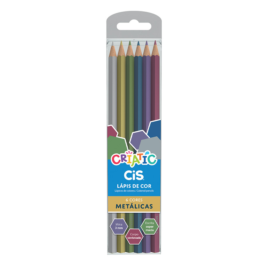 Lápis de Cor CIS Criatic 6 Cores Metálicas