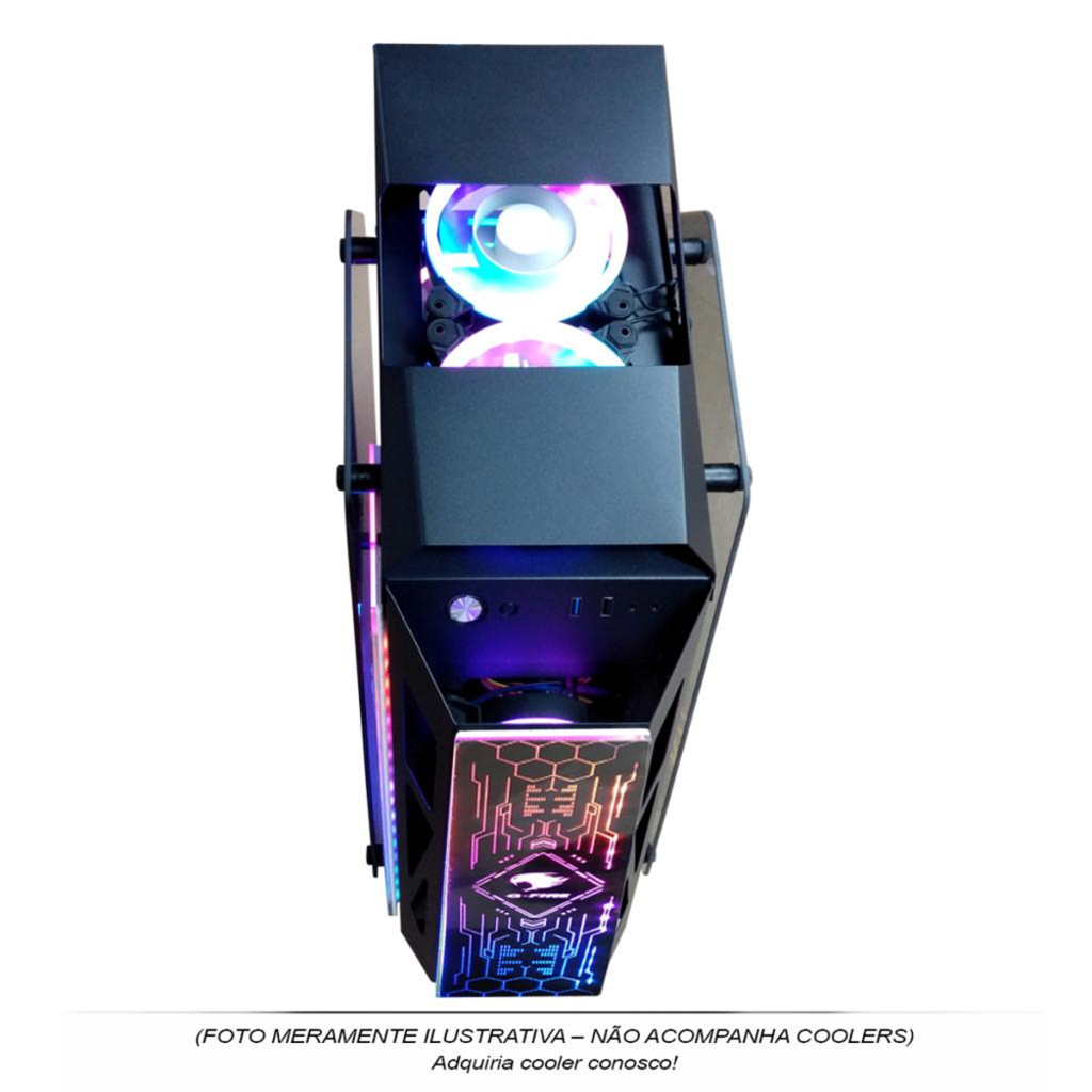 Gabinete Gamer Pixxo GS Lumine Preto sem Fonte e Cooler Led RGB com Lateral de Vidro - CGLKL06G