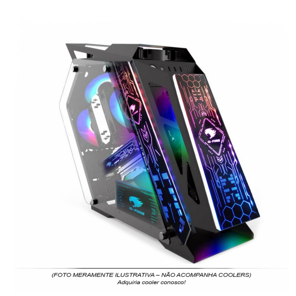 Gabinete Gamer Pixxo GS Lumine Preto sem Fonte e Cooler Led RGB com Lateral de Vidro - CGLKL06G