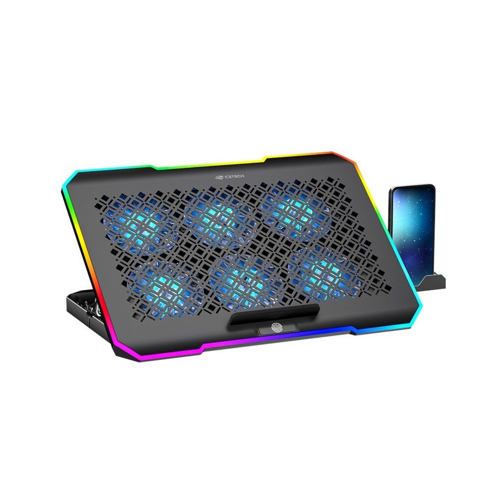 Base para Notebook Gamer até 17,3 Polegadas 6 Coolers e 1 Porta USB com Led Rgb Preto C3tech - NBC-550BK