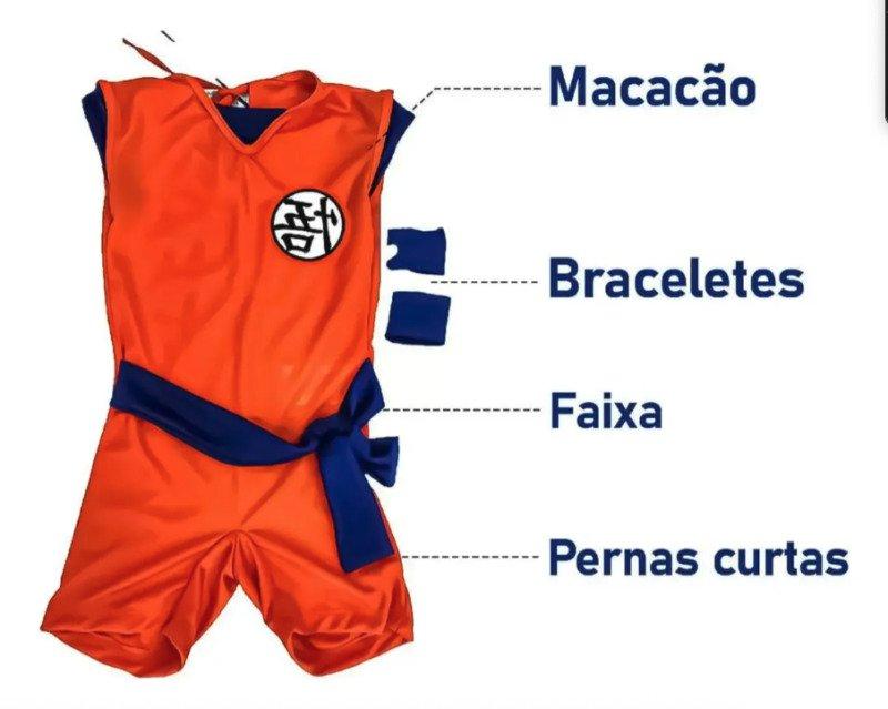 Fantasia Infantil Anime Mangá Dragon Ball Goku Tam G Super Magia com Munhequeira