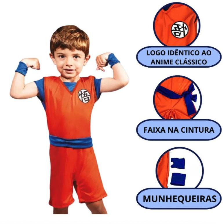 Fantasia Infantil Anime Mangá Dragon Ball Goku Tam G Super Magia com Munhequeira