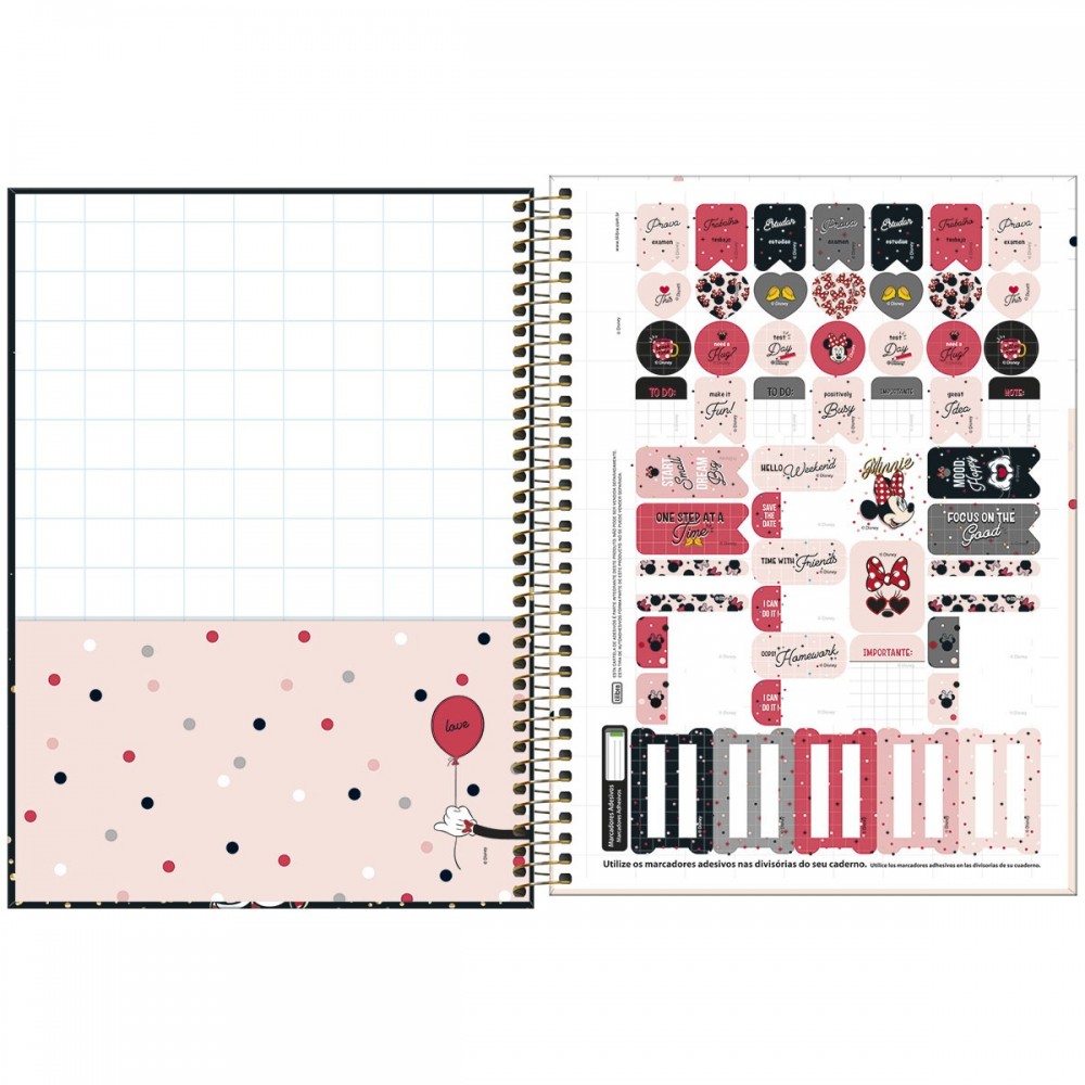 Caderno Universitário Tilibra Minnie Espiral Capa Dura 160 Folhas 10 Matérias Sortido