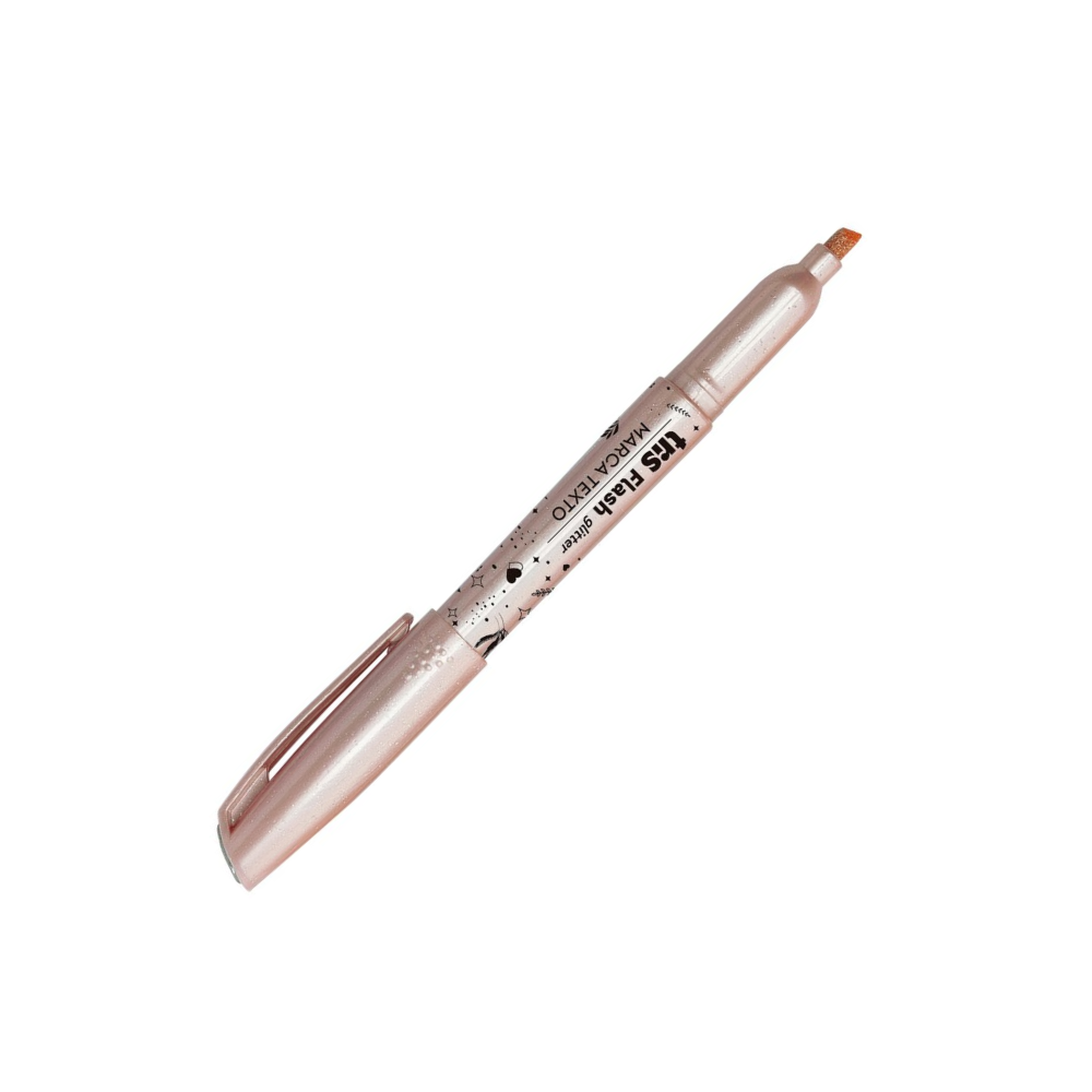 Marca Texto Tris Holic Flash Glitter Ponta Chanfrada Unidade Cores Pastel