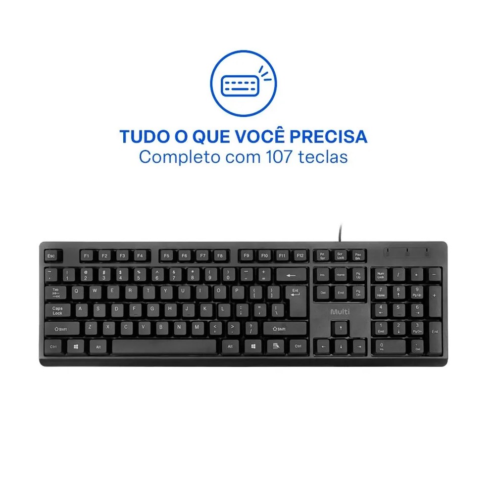 Teclado USB TF600 Multilaser Preto TC600 Vendido Unitário