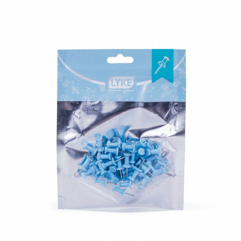 Alfinete Lyke Tipo Taça com 50 Unidades Azul Pastel