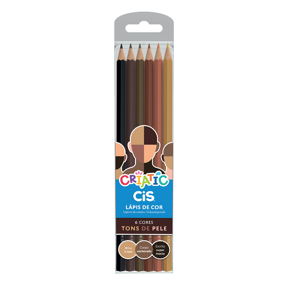 Lápis de Cor CIS Criatic 6 Cores Tons Pele